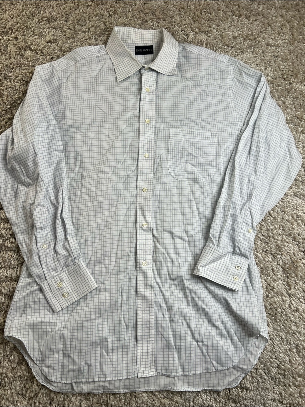 Men's Light Blue Windowpane Dress Shirt